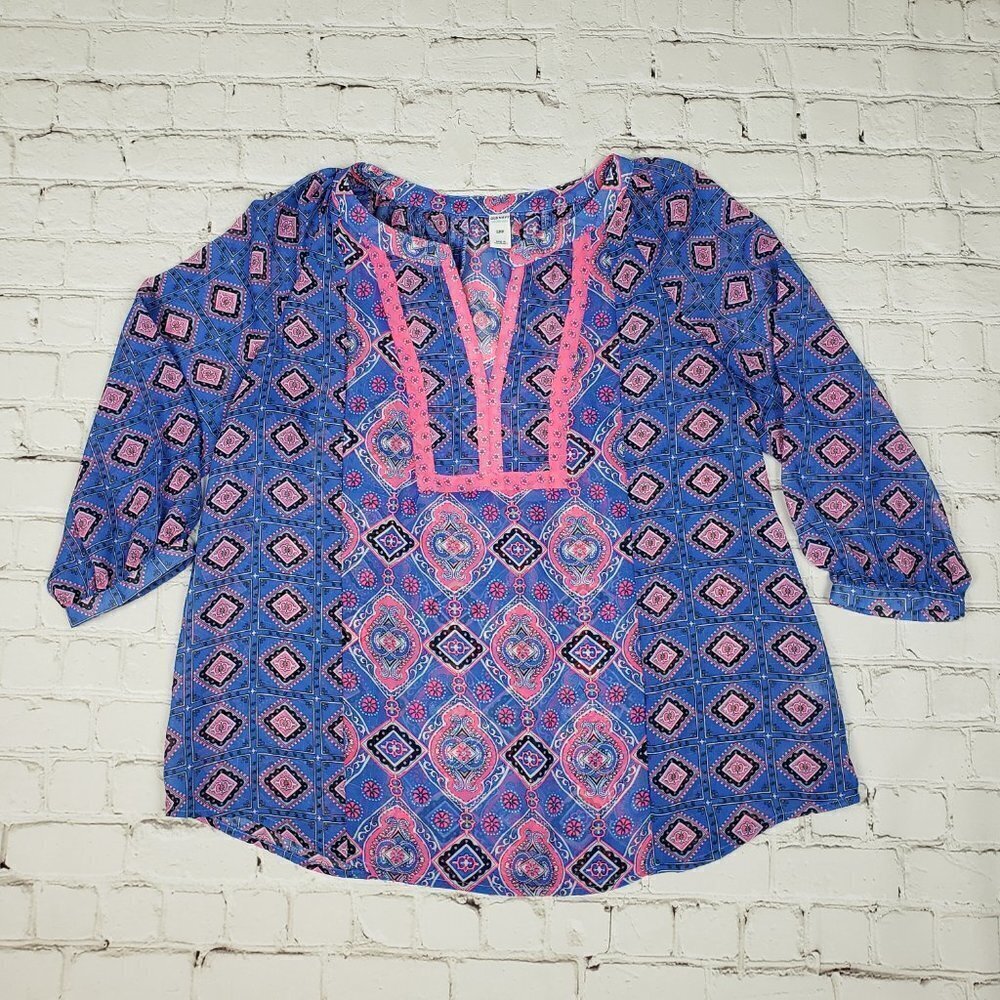 Old Navy Boho Peasant Blouse Popover S